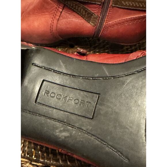 Rockport Cobb Ankle Boots Red Leather Women’s 8. 5 M Bootie Side Zip Winter Fall - Picture 8 of 10